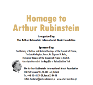 Kategorie: Felietony – "Homage to Arthur Rubinstein" w Nowym Jorku