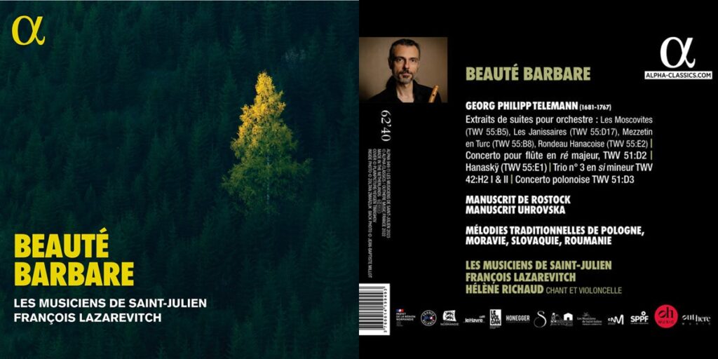 Okładka przednia i tylna płyty Les Musiciens de Saint-Julien, Francois Lazarevitch pt. Beaute barbare