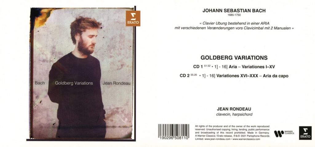 Okładka przednia i tylna płyty Jeana Rondeau pt. Bach, JS: Goldberg Variations