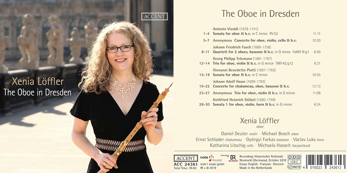 Okładka przednia i tylna płyty Xeni Loffler pt. The Oboe in Dresden