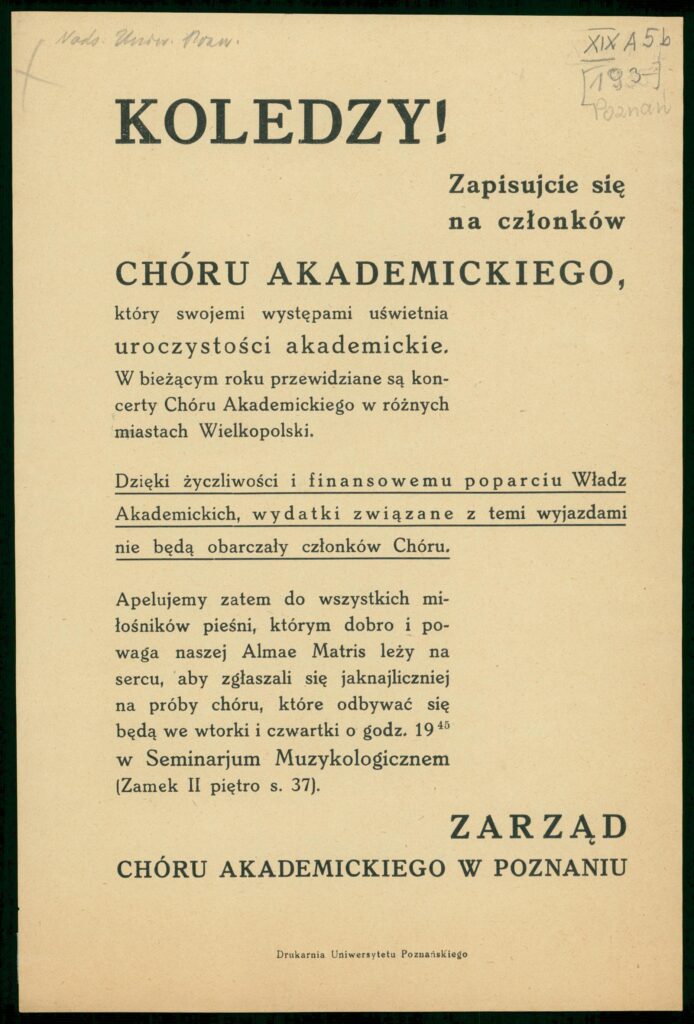 treść starej ulotki drukowanej na pożółkłym papierze