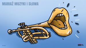 rysunek trąbki zakończonej otwartymi ustami