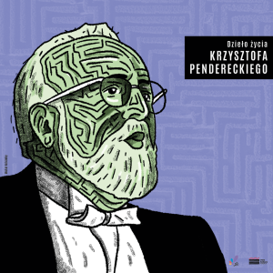 grafika Krzysztofa Pendereckiego z motywem labiryntu