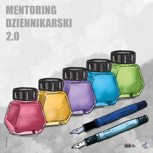 grafika kolorowe kałamarze i dwa pióra