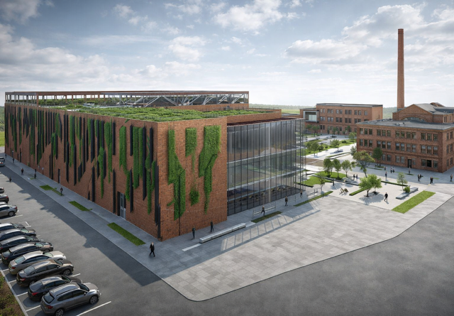 Wizualizacja budynku Teatry Tańca w Bytomiu oraz terenu wokół niego.