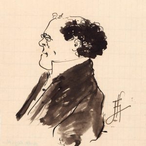 Rysunek przedstawiający Grzegorza Fitelberga z lewego profilu